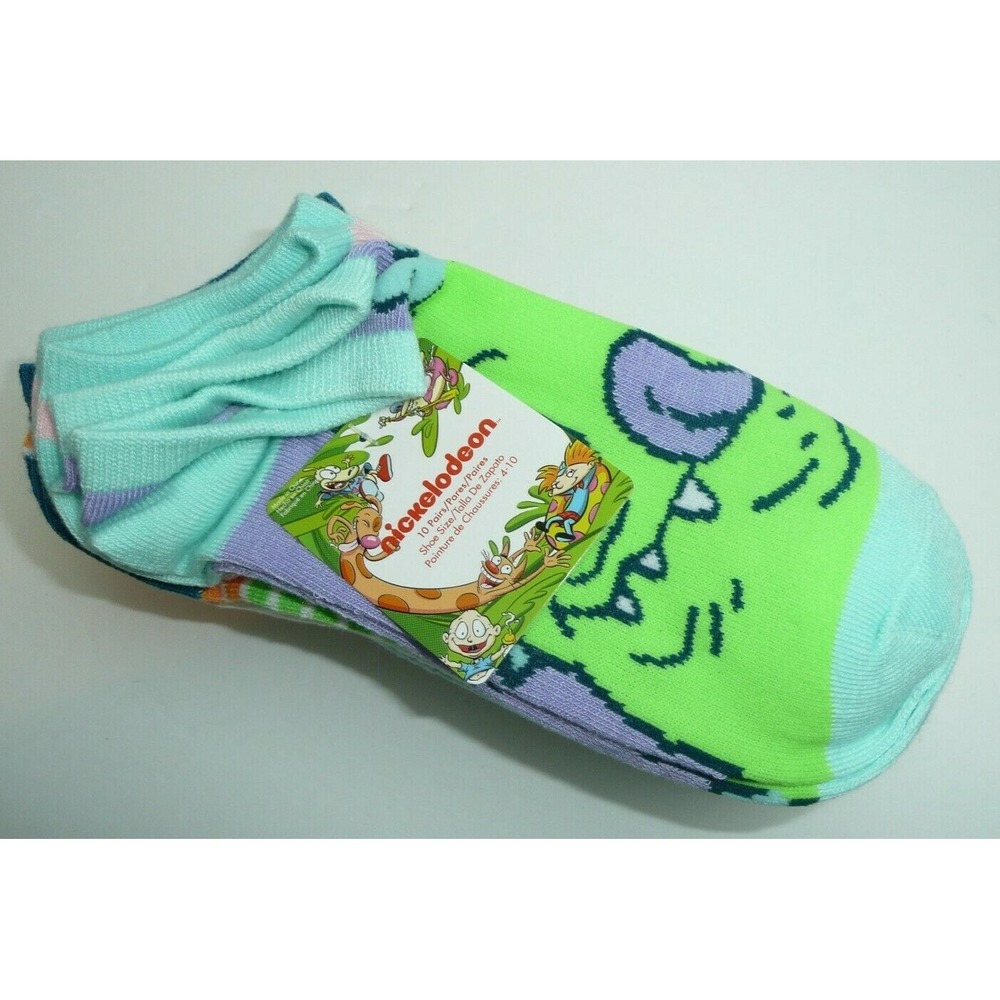 10 Pairs Nickelodeon Rugrats Ankle Socks Womens Set Angelica Tommy Reptar 90s